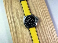 (包郵)PANERAI - 24mm/22mm (代用) 黃色 Yellow Color 防水物料代用膠錶帶配精鋼錶扣