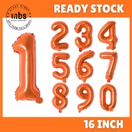 [16 Inch] - ORANGE Alphabet Balloon & Number Ballon ABC Letters Belon Huruf A-Z 0-9 Birthday Oren