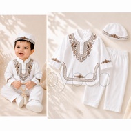 Koko Turki Putih Baju Celana Peci Pakaian Anak Muslim Laki Laki Lucu Cod Baby Harun Jubah Raffi Mina