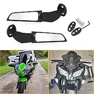 QIDIAN Motorcycle Mirror Windwing Adjustable Rotating Side Mirror ZX25R ZX10R ZX-636 Ninja 250 300 400 H2 H4 Stainless Steel Rearview Mirror Wing Winglet Accessories