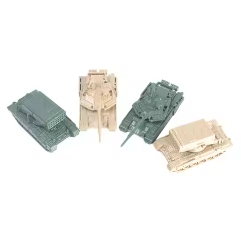 4Pcs Armored Tank Model 1/144 4D Heavy Tank for Children Adults Table Scene