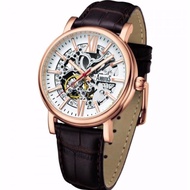 ARBUTUS AUTOMATIC ROSE GOLD STAINLESS STEEL AR911RWF BROWN LEATHER STRAP MEN'S WATCH