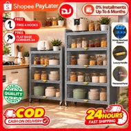 【DJ】Rak Dapur Penyimpanan Serbaguna dengan Roda | Rak Kabinet Microwave Oven Bebas Habuk