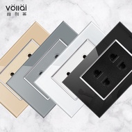 Vollai 15amp outlet socket for wall 2 Gang universal Multiple Electrical Socket outlet Tempered Glas