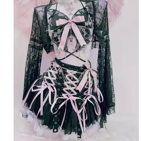 y2k clothes y2k crop top gothic clothes e girl clothes Pink clothes LolitaTank Tops Kawaii Tank Tops