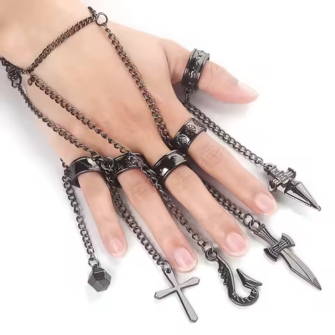 Cosplay Favors Anime Hunter Cosplay Kurapika Five Fingers Rings Hunter Bracelet Chain