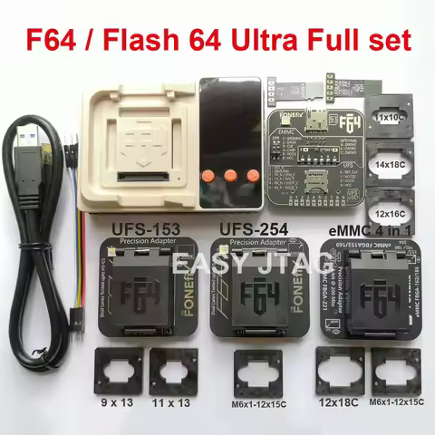 NEW F64 Flash 64 Ultra Full set lite Tool Box F64 Box + eMMC 4 in 1 + UFS BGA153 + UFS BGA 254 Socke