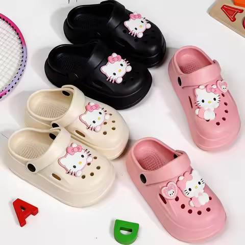 Summer Kids Slippers Girl Home Flat Cute Sanrio Hello Kitty Shoes House Shoes Casual Beach Fashion F