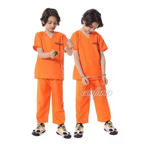 Prisoner Costume Orange Adult Halloween Costumes for Women Men Inmate Jumpsuit Penitentiary Cosplay 
