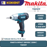 Makita Impact Driver, Hexagon Drive 1/4″, 230W, 3600rpm, 1.0kg TD0101F