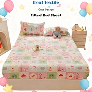 Cute cartoon hello kitty design fitted bed sheet kids room decor single queen king bedsheet rubber r