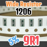 10pcs Chip WIDE RESISTOR smd 9R1 5% size 1206 3216 (WIDE) 9.9ohm 9.1ohm 9.1 ohm 9.1 ohm