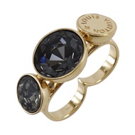 二手LOUIS VUITTON Over the Rainbow 戒指，尺寸 14，閃亮雙指扭曲戒圈，M65256，鍍金，灰色，約 31.9 克，女士款。