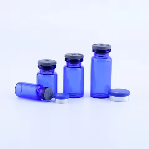 100pcs/lot 3ml 5ml 7ml 10ml Blue Injection Glass Vial With Flip Off Cap, 1/3oz Empty Bottle, 10cc Gl