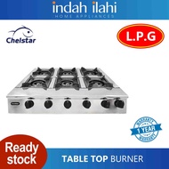 Chelstar Dapur Gas 6 Pembakar Stainless Steel 6 Burner Table Top Gas Stove CGC-611