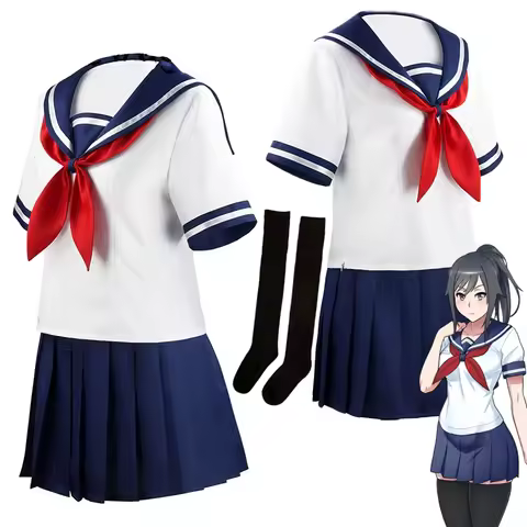 New Arrival Ayano Aishi Cosplay Game Yandere Simulator Uniform Halloween Costume Women Short Sleeve 