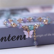 Candy Gum Butterfly Crystals Women Bracelet Chains for Girls Friends Student Daisy Beads Bracelets A