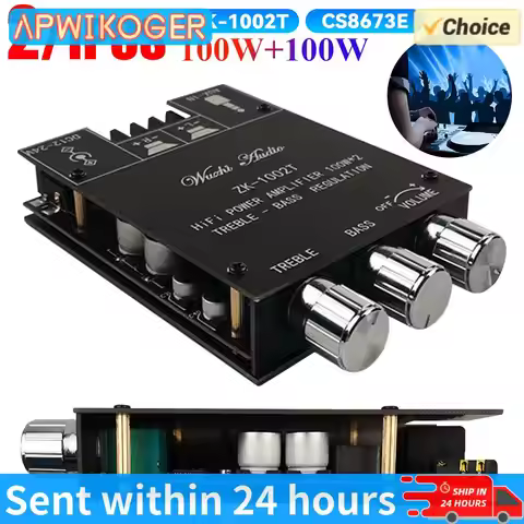 ZK-1002T CS8673E Bluetooth 5.0 HIFI 2.0 Channel Power Audio Stereo Amplifier Board 2*100W Module TRE