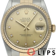 勞力士 Datejust 男士腕錶 10P 鑲鑽 Datejust 男士腕錶 16233G(E) 附原廠盒、保固卡 K18YG/SS 男士腕錶顏色1991 年 成色極佳 [二手]