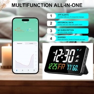 {UU61} Digital Clock WiFi Clock Extra Large Letters, Temperature and Humidity, Calendar, Week, 4-Lev
