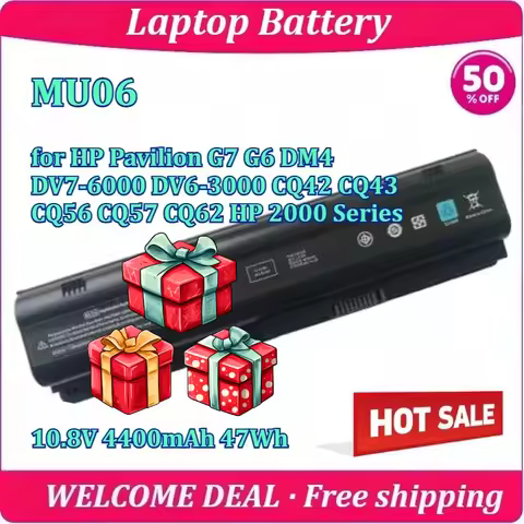 New Laptop Battery MU06 for HP Pavilion G7 G6 DM4 DV7-6000 DV6-3000 CQ42 CQ43 CQ56 CQ57 CQ62 HP 2000