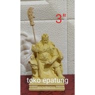 Statue of the god Kwan kong / Kwan kung - wood - 3 inch / 7 cm - gl
