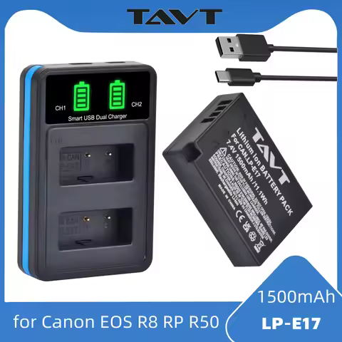 LP-E17 LPE17 LP E17 Camera Battery+LED Charger with Type C Port for Canon EOS R8 RP R50 200D 250D M3