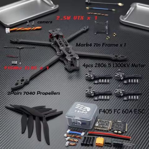 MARK4 7in Frame Kit F405 FC 60A ESC Stack 2806.5 Brushless Motor 7040 Propeller 2.5W VTX Camera ELRS