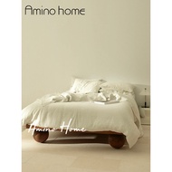 Silent Style Solid Wood Large Board Bed ins Style Modern Minimalist Light Luxury Designer Famous Bed