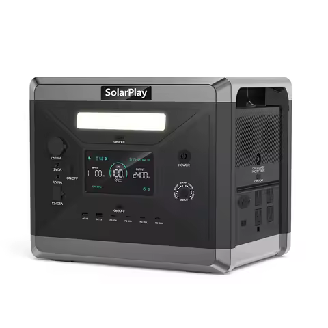 SOLARPLAY Q2501 Portable Power Station 2160WH LiFePO4 Battery with 2400W (4800W Peak) AC Output Sola