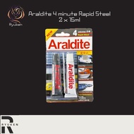 😍Local Seller😍 Araldite 4 Min Rapid Steel, 15ml (Pack of 2) , Grey/White