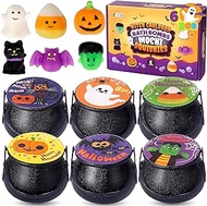 Halloween Witch Cauldron Themed Bath Bomb with Mochi Squishy, 6 Packs Bubble Kids Bath Bombs with Surprise Toy InsideHalloween Party Favors