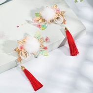 Girls' Ancient Style Hanfu Hair Accessories Girls' Ancient Costume Matching Hairpin Little Fairy Han Element Red Festive Tassel Hairpin