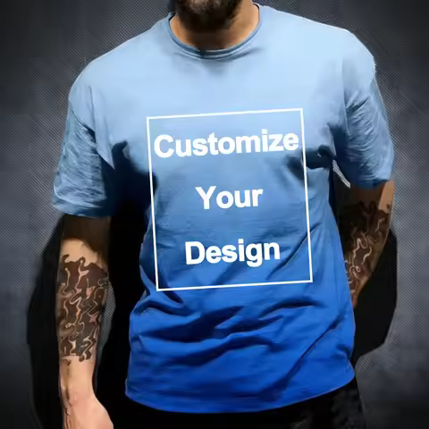 Custom Cotton Blue Dye T-Shirt Womens DIY Logo/Graphic Summer Short Sleeve T Shirts Soft Oversized T