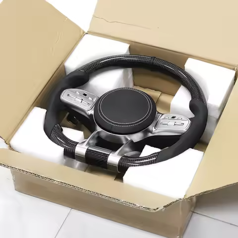 Leather Label Carbon Steering Wheel for Mercedes Benz AMG Models - W205 W204 W177 W213 C63 E63 S63 C