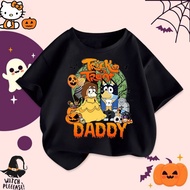 Baju Halloween Pumpkin Bluey T-Shirt Kids Adults Trick or Treat Tee Shirt Halloween Cosplay Costume 