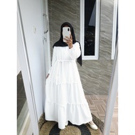 gamis susun canda  putih hitam  millenial   terbaru kekinian  jumbo  busui dres gaun baju kurung