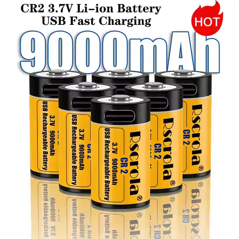CR2 9000mAh 3.7V Li-ion Battery USB Fast Charging, Durable Rechargeable CR15H270 15270 for GPS Camer