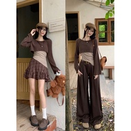 Suit, skirt, suit, brown pants for stylish women