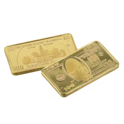 🌟1pcs USA 100 Dollar Bullion 24k Gold Bar American Metal Coin Golden Bars USD Without Box Souvenir G