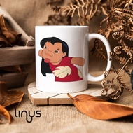 Mug glass cup lilo and stitch lilo shows tongue