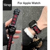 Lady's plum sandwich two-color genuine leather Strap for Apple Watch S11 SE3 Ultra3 S10 S9 S8 SE S7 