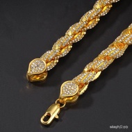 9mmIcedOutTwistedRopeChainNecklaceorBracelet,Pendant-Compatible,Golden/Silvery/RoseGold,7-9''Bracele