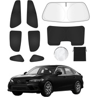 8PCS Window Shades for Honda Civic 2022-2024 2025 with Storage Pouch [OEM Design, 100% Sun Blockage]