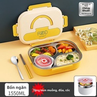 YOULUNMEI | Bộ Hộp Cơm Bento Inox Có Thể Hâm Sưởi với Các Khu Vực