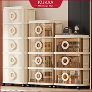 50cm Foldable Storage Box Large Capacity Transparent Storage Box With Rollers Double Rolling Door St