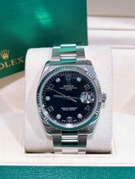 👑[現貨]🔥🔥Rolex Datejust 勞力士日誌系列 115234 黑鑽盤 34mm 表徑 自動機械 間18K白金 2015 年有保卡 rolex/rolex submariner/rolex 