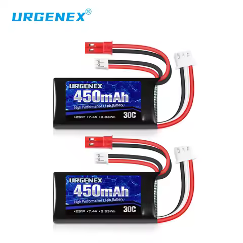 URGENEX 2S 30C 450mAh Rechargeable Light Lipo Battery with JST & PH2.0 Plug Low Internal Efficient E