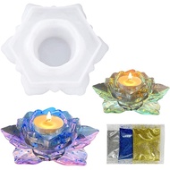 (JIE YUAN)DIY Crystal Epoxy Resin Mold Storage Ornaments Lotus Leaf Candle Holder Silicone Mold