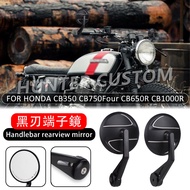 Premium Black Blade Motorcycle Bar End Rearview Mirrors for Honda CB350 CB750Four CB650R CB1000R, HD